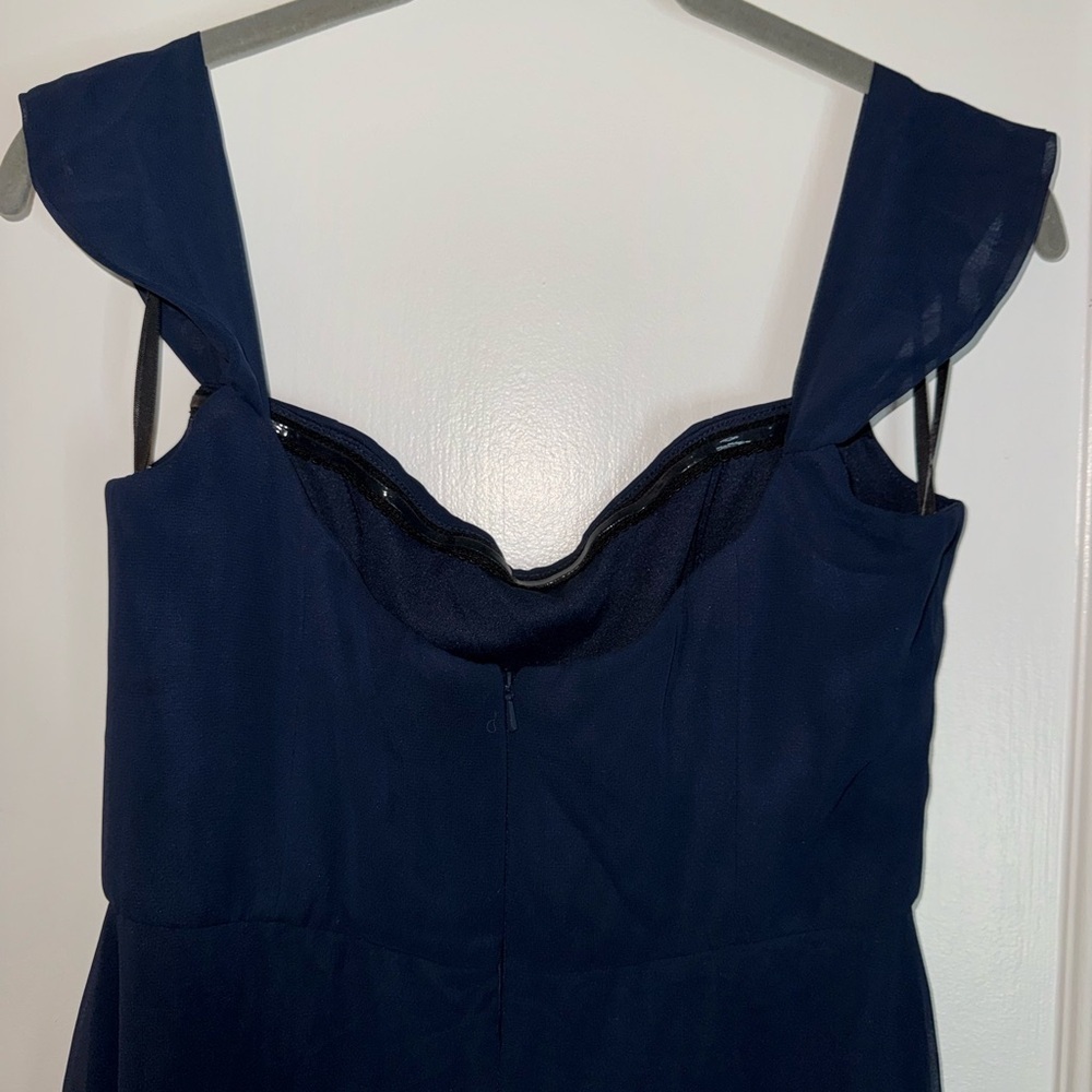 Navy Blue Maxi Dress with Slit - Picture 3 of 4